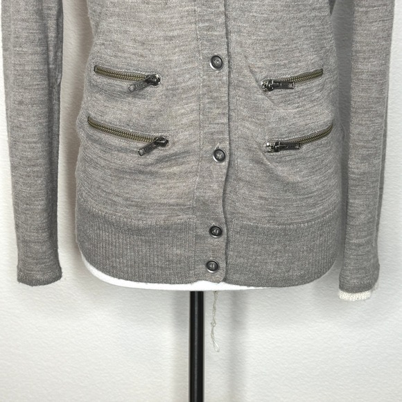 WALLACE J.Crew Wool Alpaca Cardigan Sweater XS Brown Double Layer Zip Pockets - Picture 2 of 10